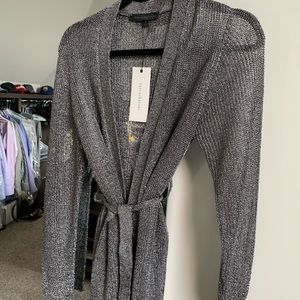 Dance and Marvel metallic silver wrap sweater